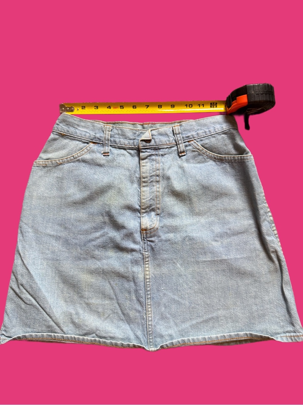 Y2K Light Wash Denim Mini Skirt XS 0-2 High Waisted Vintage Style